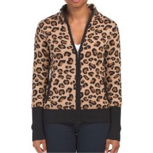 Rachel Zoe Sweaters - Rachel Zoe Full Zip Knit Sweater in Leopard Print Size Medium